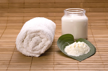 Image showing milk bath. white spa