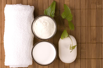 Image showing milk bath. white spa