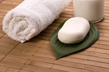 Image showing milk bath. white spa