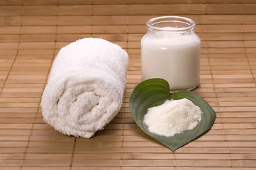 Image showing milk bath. white spa