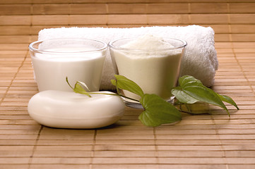 Image showing milk bath. white spa