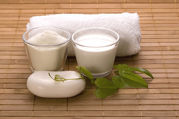 Image showing milk bath. white spa