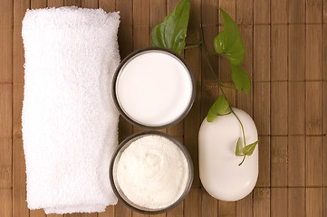 Image showing milk bath. white spa