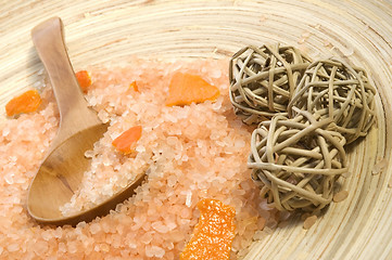 Image showing orange salt. sweet aroma bath