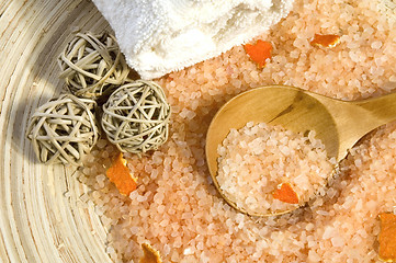 Image showing orange salt. sweet aroma bath