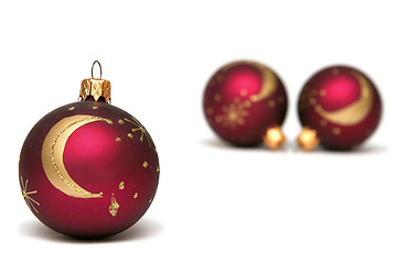 Image showing Red christmas bulbs