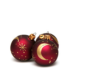 Image showing Red christmas bulbs