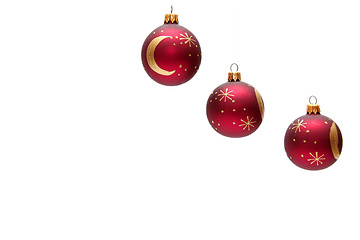 Image showing Red christmas bulbs