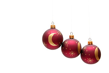 Image showing Red christmas bulbs