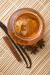 Image showing fresh honey with honeycomb and spices