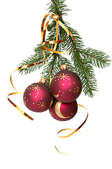 Image showing Red christmas bulbs