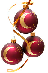 Image showing Red christmas bulbs