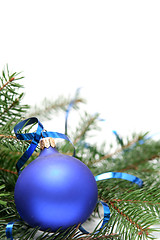 Image showing Blue christmas bulbs