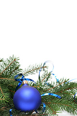 Image showing Blue christmas bulbs