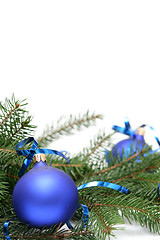 Image showing Blue christmas bulbs