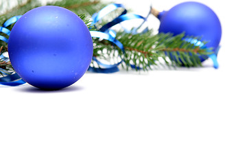 Image showing Blue christmas bulbs