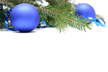 Image showing Blue christmas bulbs