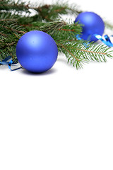 Image showing Blue christmas bulbs