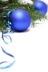 Image showing Blue christmas bulbs