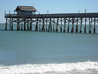 Image showing Pier with a tiki bar