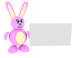 Image showing Pink bunny with blank card