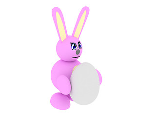 Image showing Pink bunny with egg