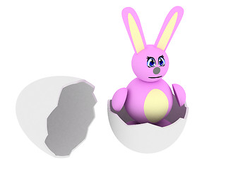 Image showing Pink bunny in egg