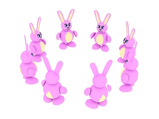 Image showing Group of pink rabbits