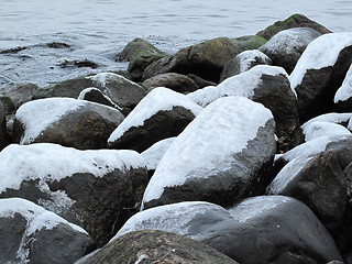 Image showing Close-up of icecovered stones