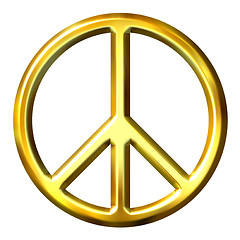 Image showing 3D Golden Peace Symbol