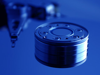 Image showing Close-up of the opened Hard Disk Drive