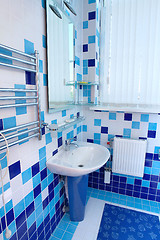 Image showing Bathroom in blue and white