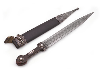 Image showing Caucasian (Dagestan) dagger with beautiful scabbard