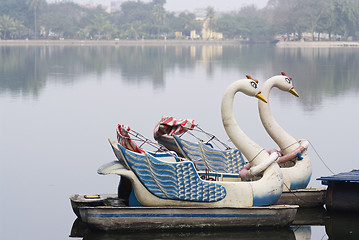 Image showing Swan pedal boats in Hanoi