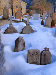 Image showing Graves in the snow