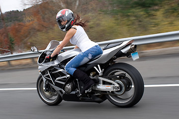 Image showing Blonde Biker Girl