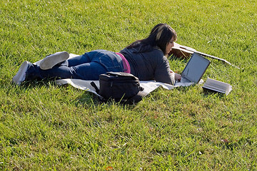 Image showing Girl Using a Laptop