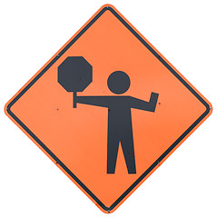 Image showing Flagman Ahead