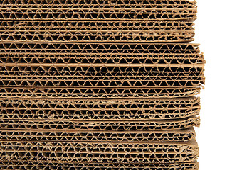 Image showing Close-up of stacked corrugated cardboard