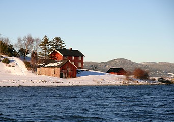 Image showing Houses on a winter shore