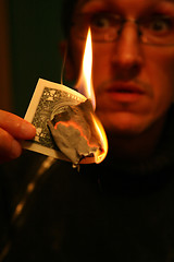 Image showing Dollar in Fire