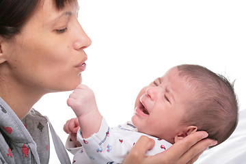 Image showing mother and crying little son