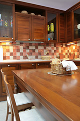 Image showing kitchen furniture from mahogany