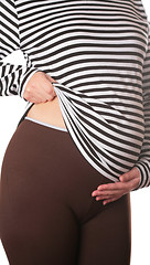 Image showing expectant mother in striped t-shirt
