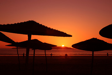 Image showing Sunset on the beach in Essaouria