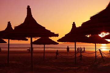 Image showing Sunset on the beach in Essaouria
