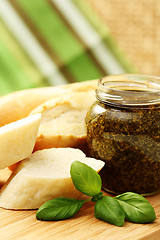 Image showing baguette and pesto