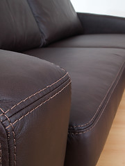 Image showing Detail of brown leather sofa