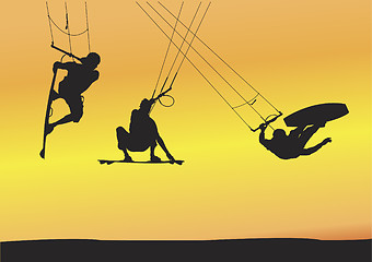 Image showing kite boarding Ariel jumps