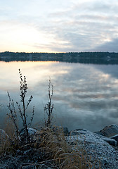 Image showing Calm lake in twilight